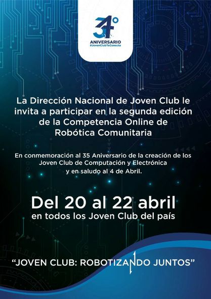 Convocatoria a la Segunda edición de la Competencia Online de Robótica Comunitaria «Joven Club: Robotizando Juntos»